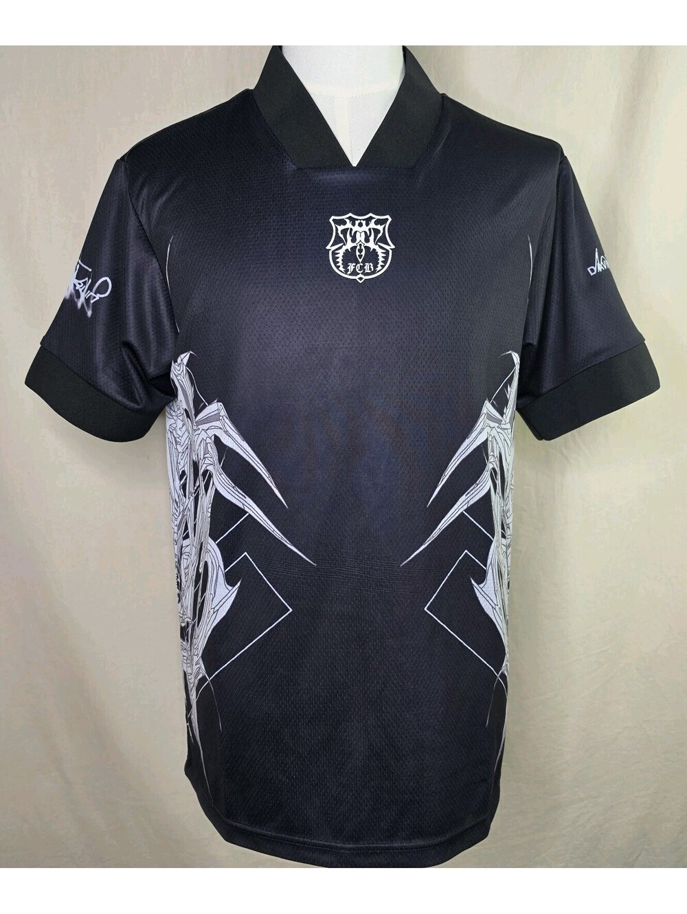 David William Berlin Cyber Goth Football Jersey Large Black Tribal Soccer Shirt